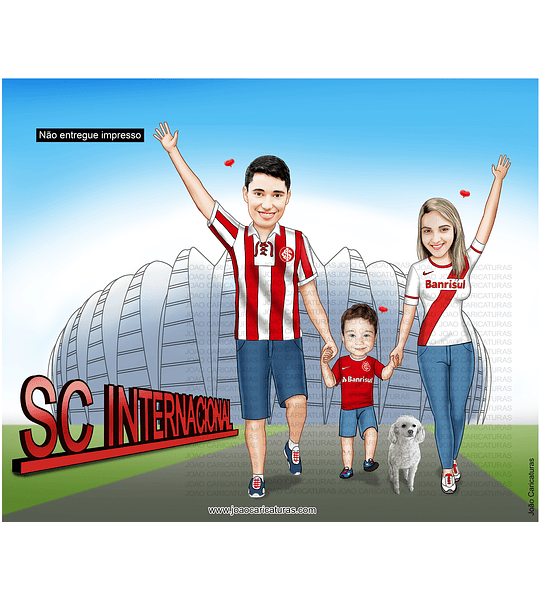 Caricatura Família (preço por pessoa) pai mãe filho estádio torcedor time internacional netos  familiares mulher esposa