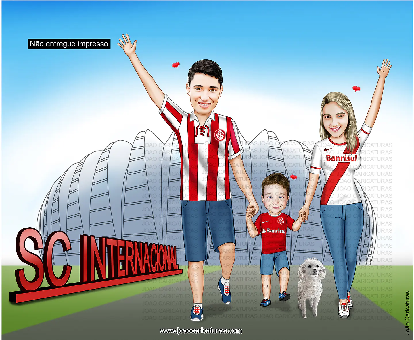 Caricatura Família (preço por pessoa) pai mãe filho estádio torcedor time internacional netos  familiares mulher esposa 1