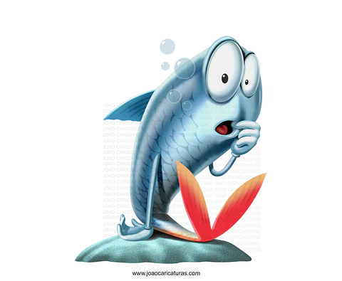 Criação de desenho de personagem peixe lambari, pesca, peixinho, fish, elefante, bichos, animais