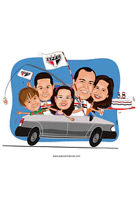 Caricatura digital (preço por pessoa) paisagem, avô, bebê, família, carro, pessoas, dirigindo, novo, cão, pet, filhos, sport, carrão, viajando, unidos, torcedores, palmeiras, pai falecido