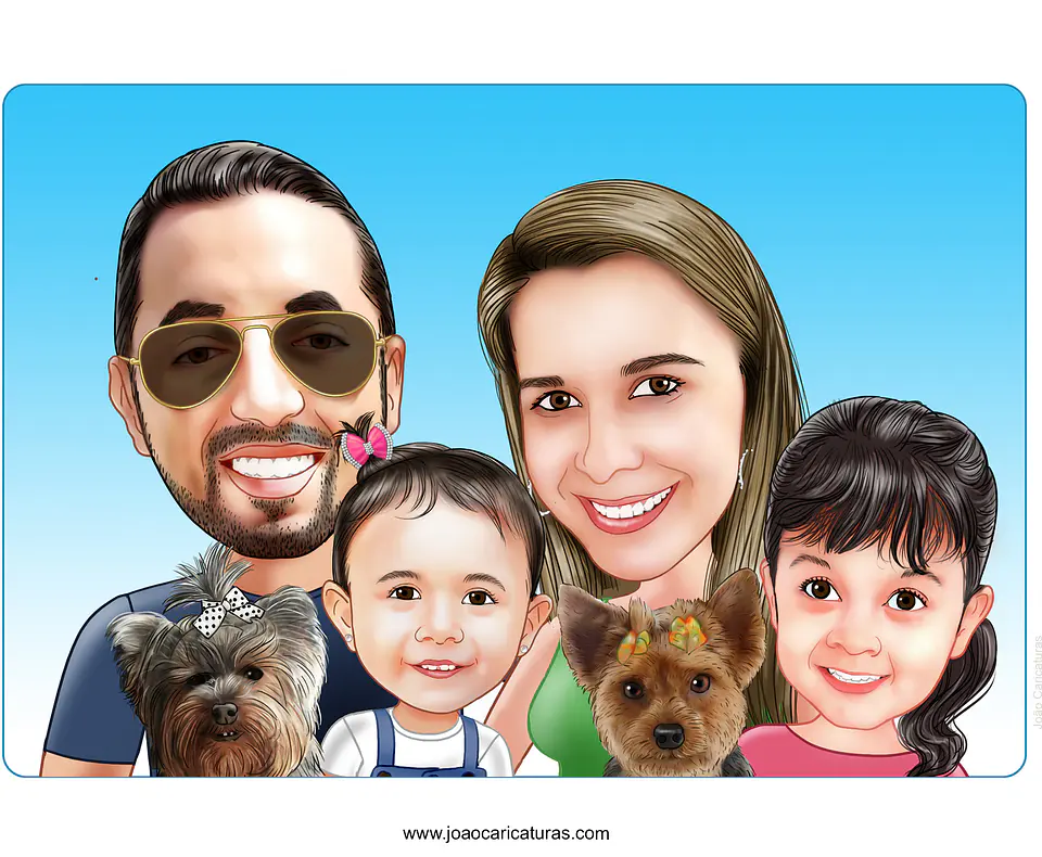 Caricatura Personalizada de Família Completa (Preço por Pessoa) 1