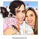 Caricatura digital de casal namorados namoro abraçados aniversário festa presente juntinhos crush moderna realista rosto normal natura traços perfeitos idênticos cão dog cachorro pet  - Thumbnail 1