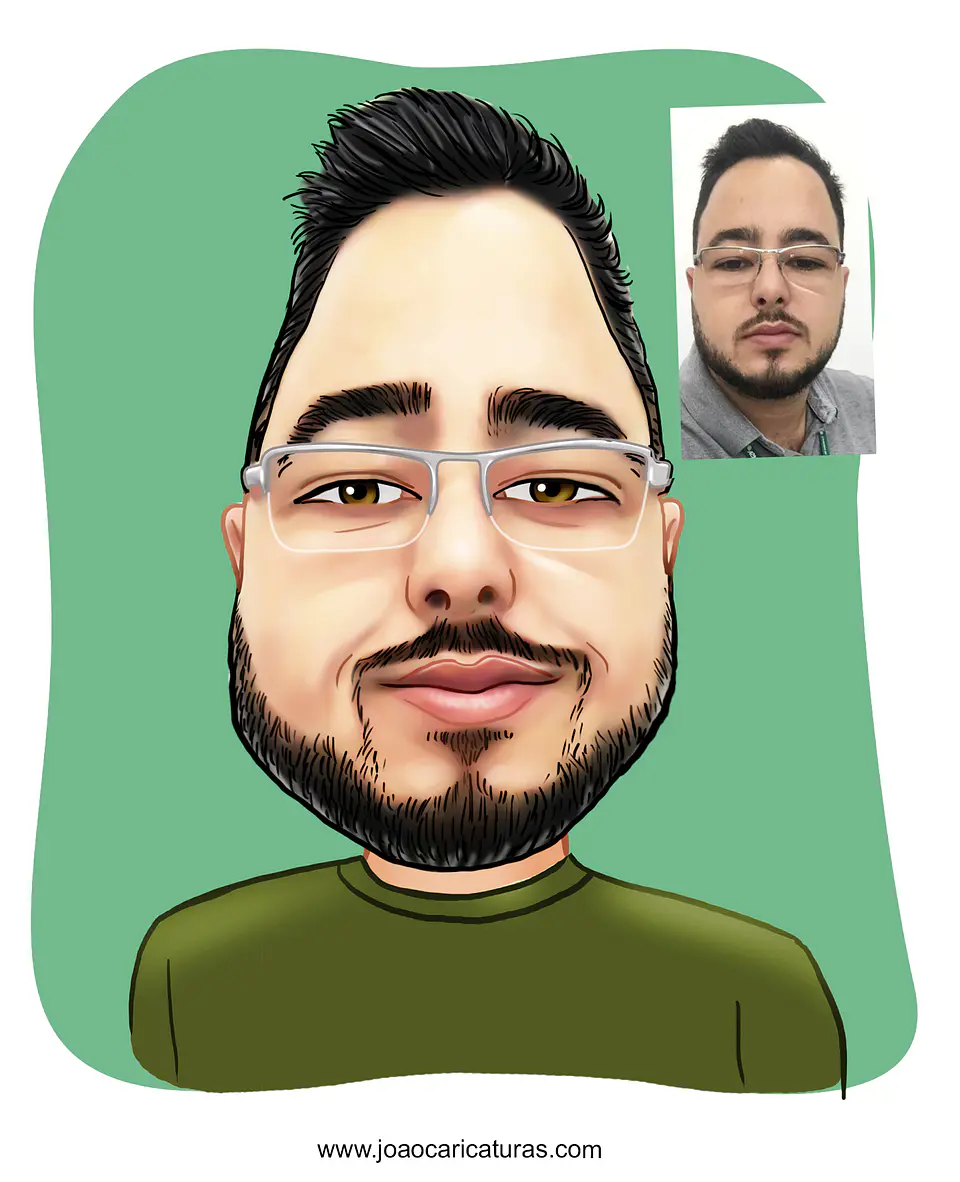 Caricatura digital engraçada com distorção de rosto narizão  caricatas divertidas 2