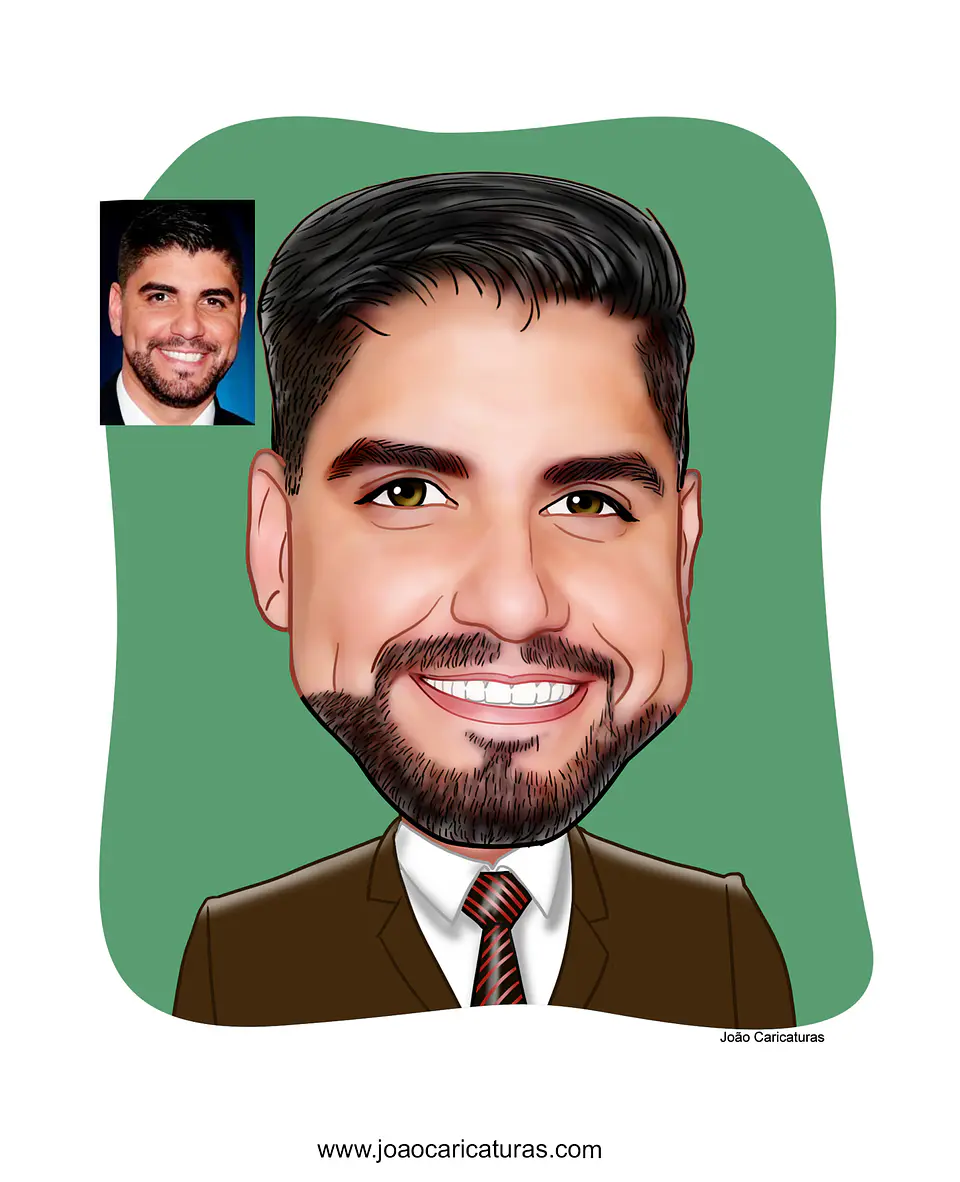 Caricatura digital engraçada com distorção de rosto narizão  caricatas divertidas alegres 2