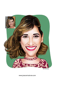 Caricatura digital engraçada com distorção de rosto narizão  caricatas divertidas alegres