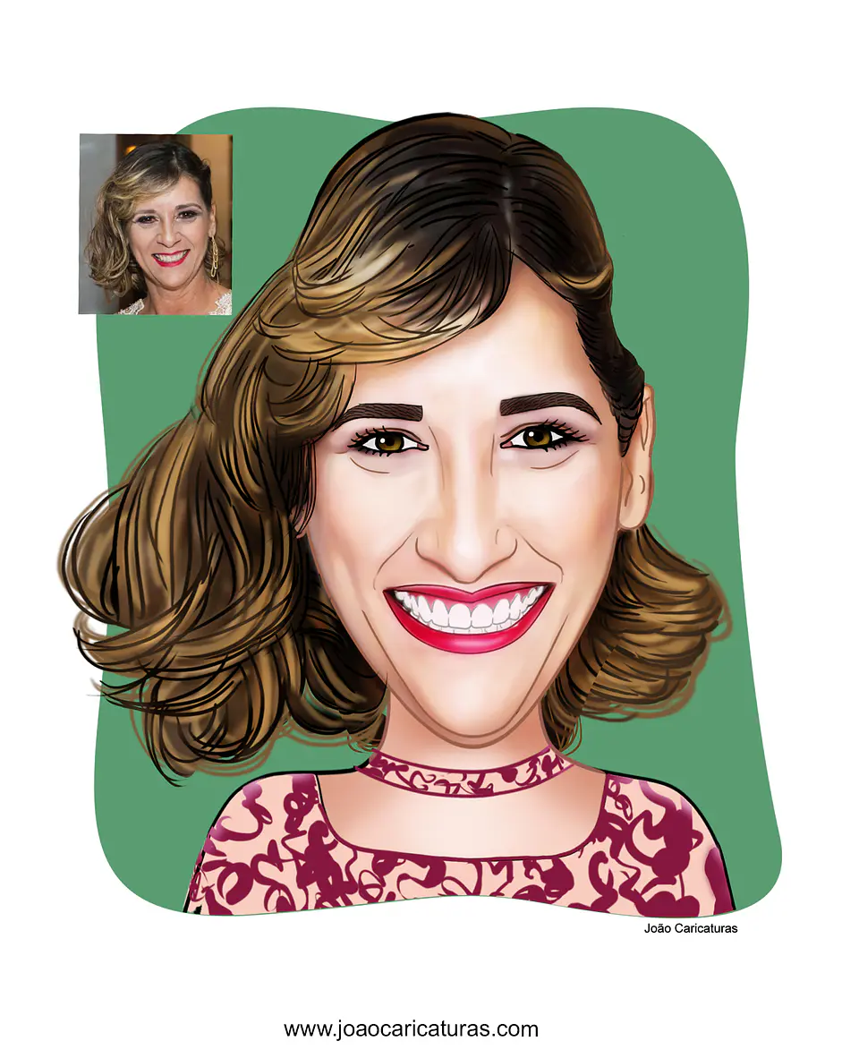Caricatura digital engraçada com distorção de rosto narizão  caricatas divertidas alegres 3
