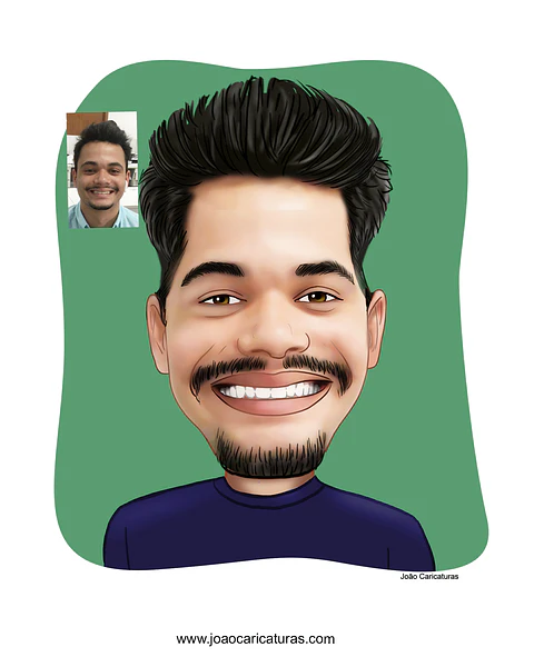 Caricatura digital engraçada com distorção de rosto narizão  caricatas divertidas alegres