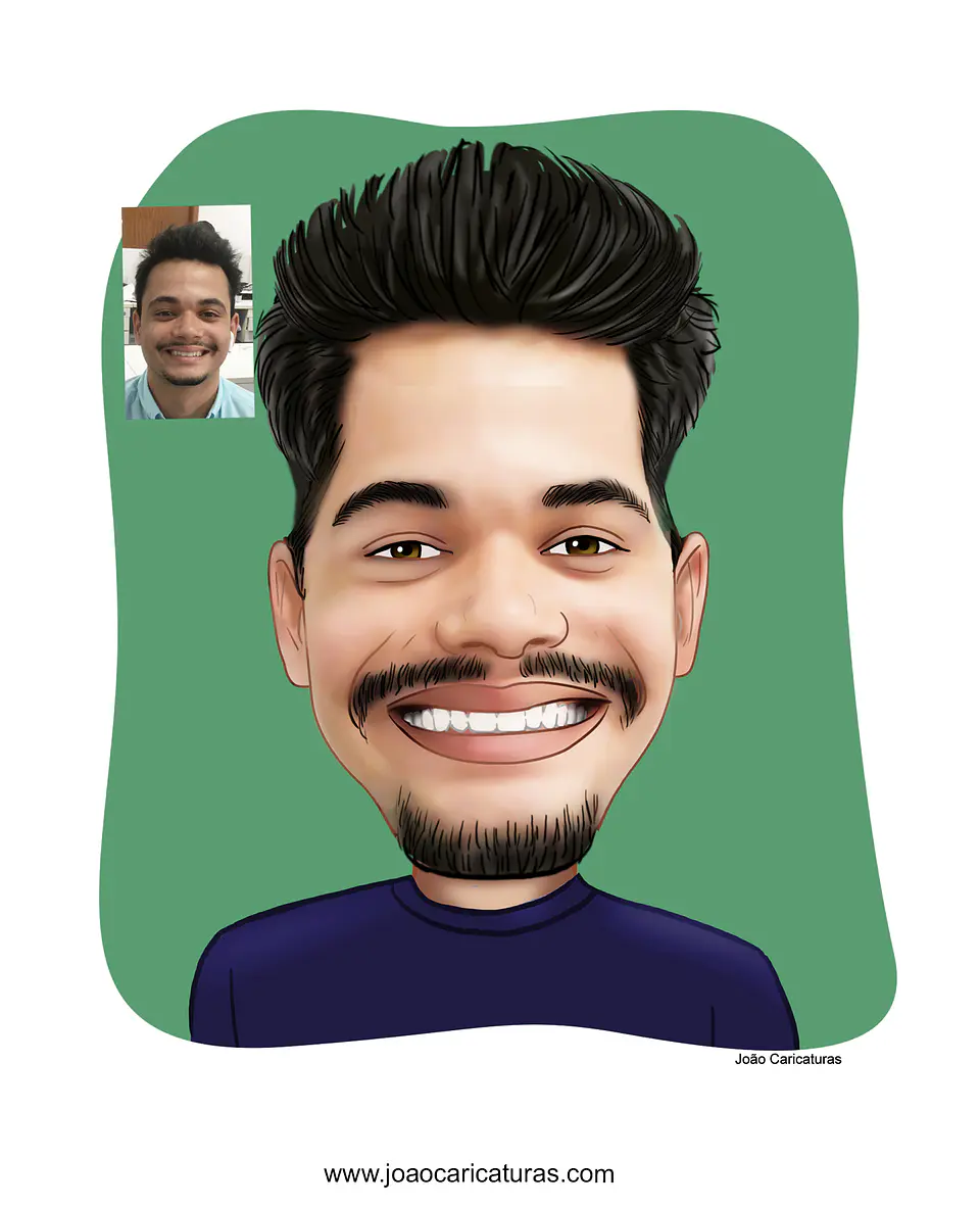 Caricatura digital engraçada com distorção de rosto narizão  caricatas divertidas alegres 1