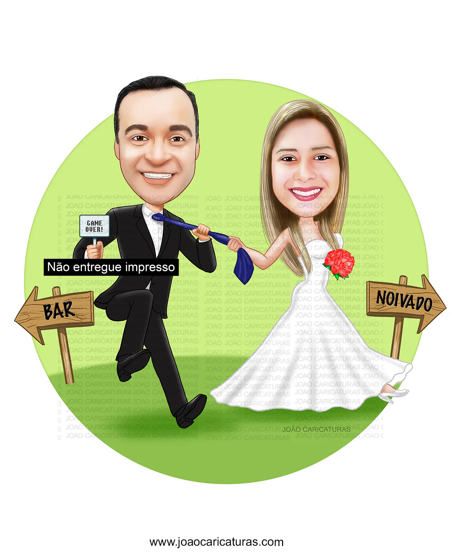 Caricatura Personalizada de Casal para Casamento | Noivos em Estilo Premium 2