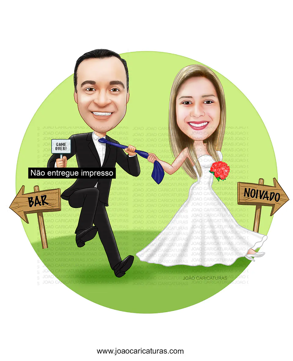 Caricatura Personalizada de Casal para Casamento | Noivos em Estilo Premium 2