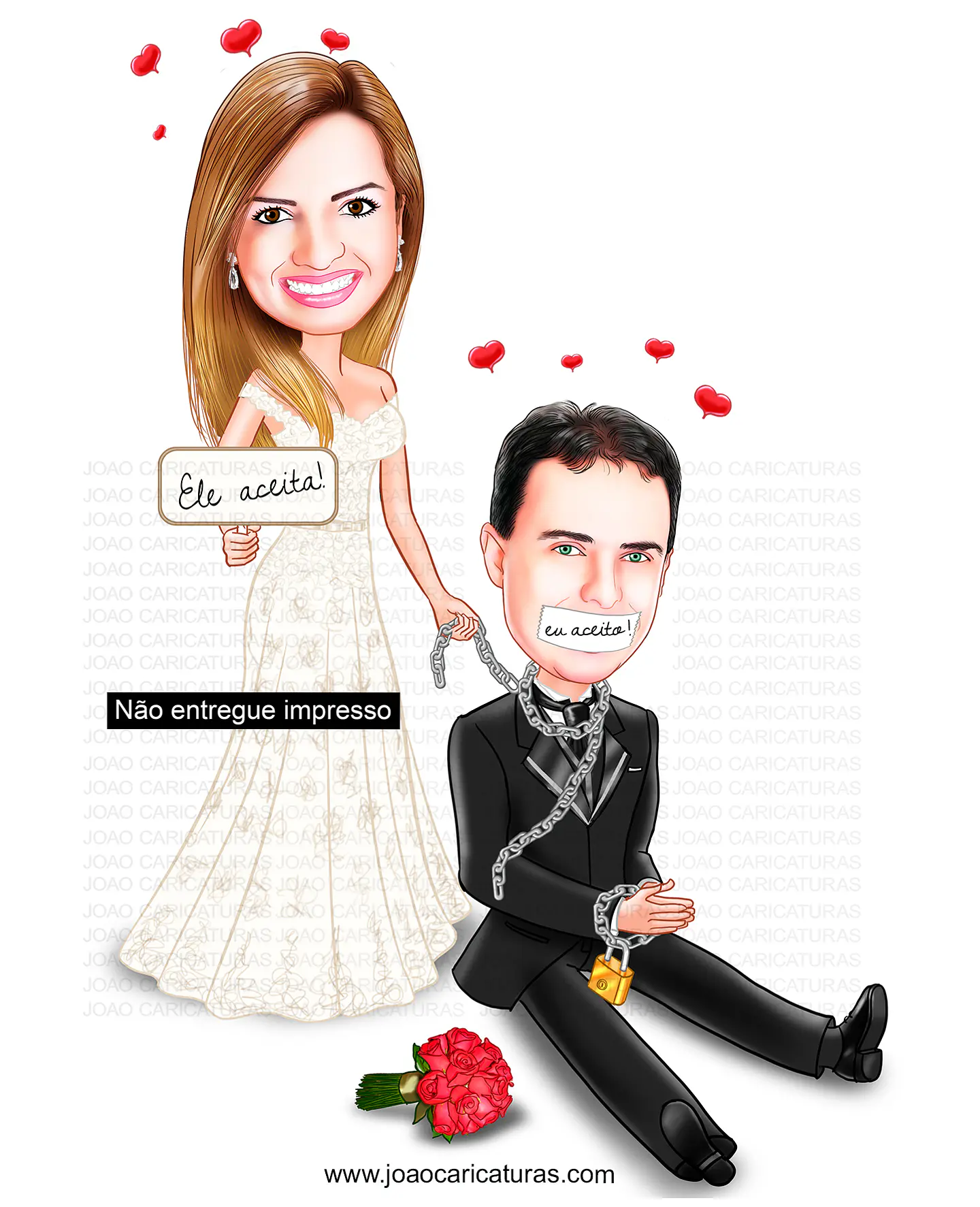 Caricatura Personalizada de Casal para Casamento | Noivos em Estilo Premium 3