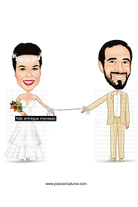 Caricaturas  casal estilo super detalhada casamento, noiva super linda, vestido , puxando gravata, corpo violão,jogador, palmeiras basquete,futebol salão, time camiseta internacional, puxando corda 