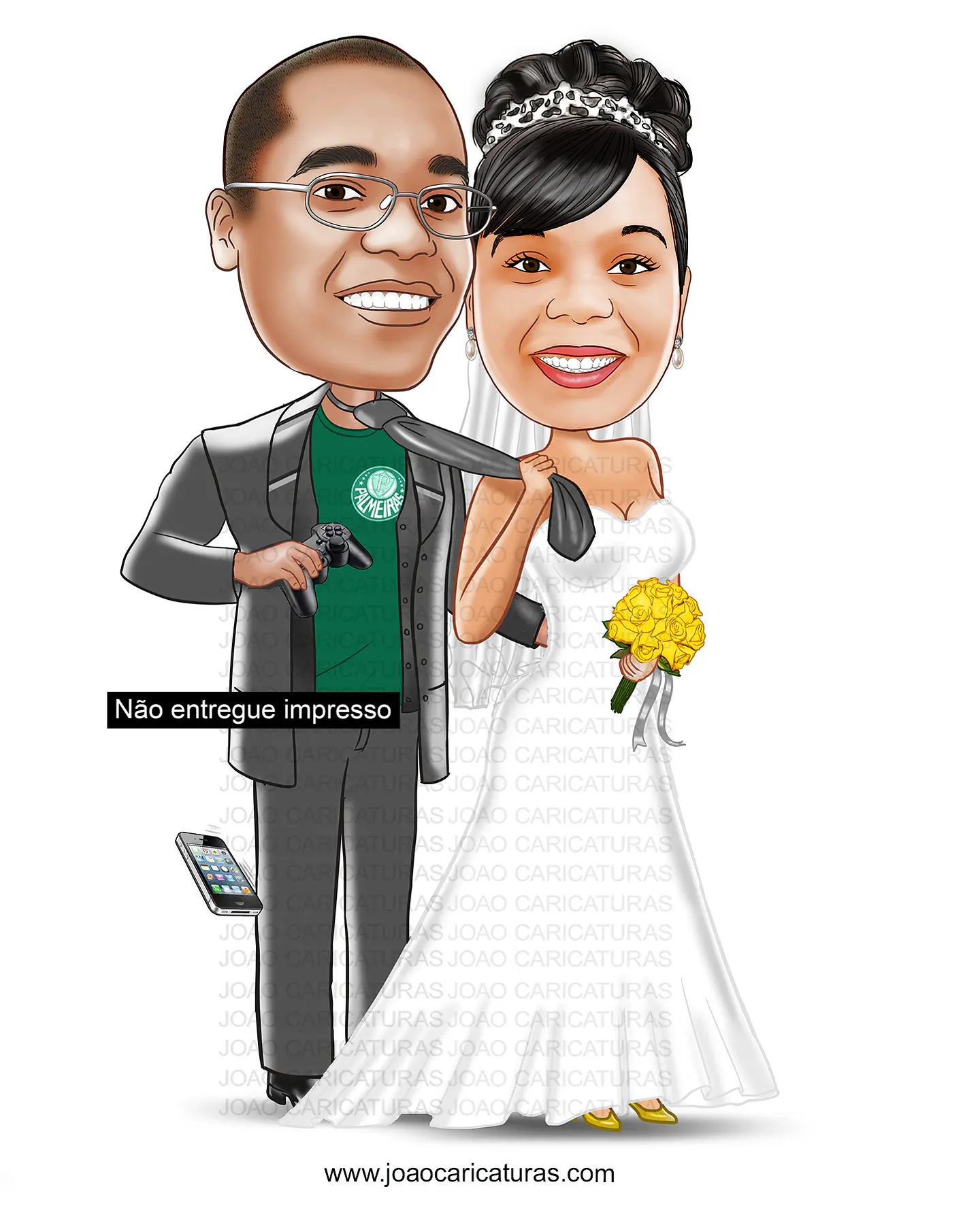 Caricatura Personalizada de Casal para Casamento | Noivos em Estilo Premium 8