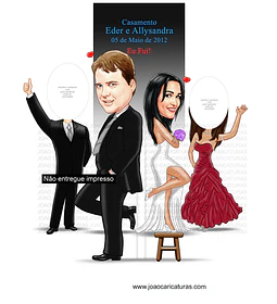 Caricatura Banner “EU FUI” p Casamento | Arte Personalizada