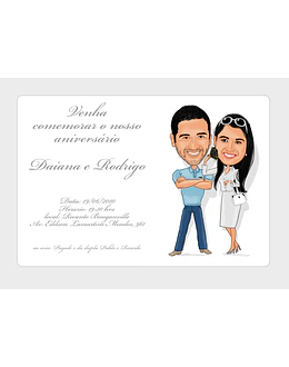 Caricatura para convite de aniversário duplo irmãos, namorados, chique,luxo,rica