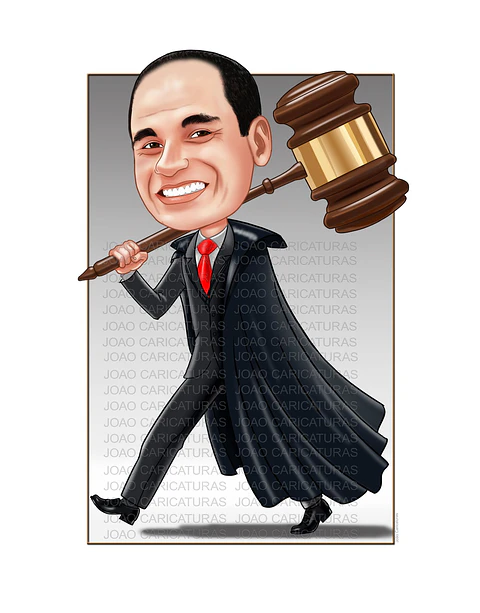 Encomende caricatura, juiz, profissão, toga, supremo, tribunal, martelo,justiça, oficial, leis, julgando, ministério justiça, desembargador, advogado, desenho realista, arte, aniversário, presente 