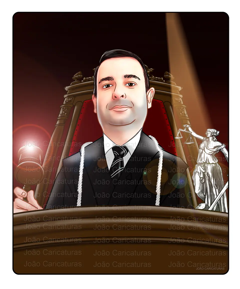 Encomende caricatura, juiz, profissão, toga, supremo, tribunal, martelo,justiça, oficial, leis, julgando, ministério justiça, desembargador, advogado, desenho realista, arte, aniversário, presente  3