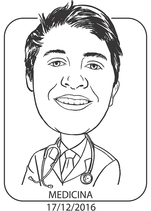 caricaturas digitais de homem rapaz desenho beca bota chápeu, Fomandos universitários diplomados formados formatura agronomo traço preto sem cor 