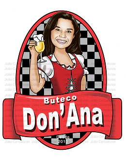 Caricatura boteco logo digital mulher rosto normal e bonito p banner convite e lembrançinhas aniversário-Tema Boteco-bar-João Caricaturas