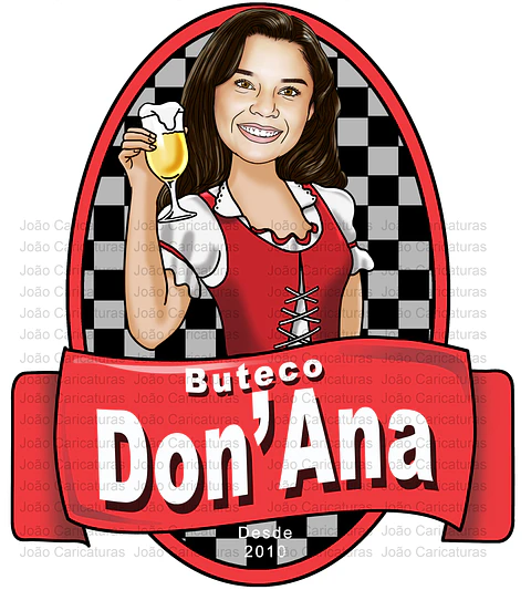 Caricatura boteco logo digital mulher rosto normal e bonito p banner convite e lembrançinhas aniversário-Tema Boteco-bar-João Caricaturas