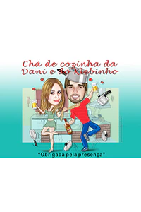Caricaturas convite  festa chá de panela casal dentro da panela comemorando
