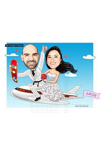 Caricatura Casal Lua de Mel – Desenho Personalizado