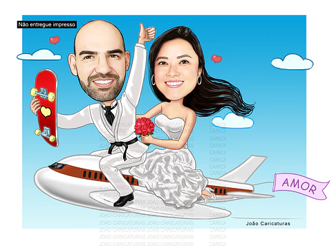 Caricatura Casal Lua de Mel – Desenho Personalizado