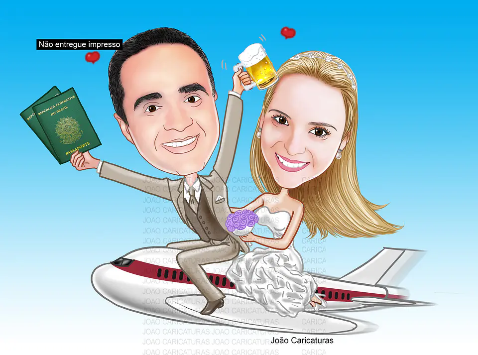 Caricatura Casal Lua de Mel – Desenho Personalizado 3