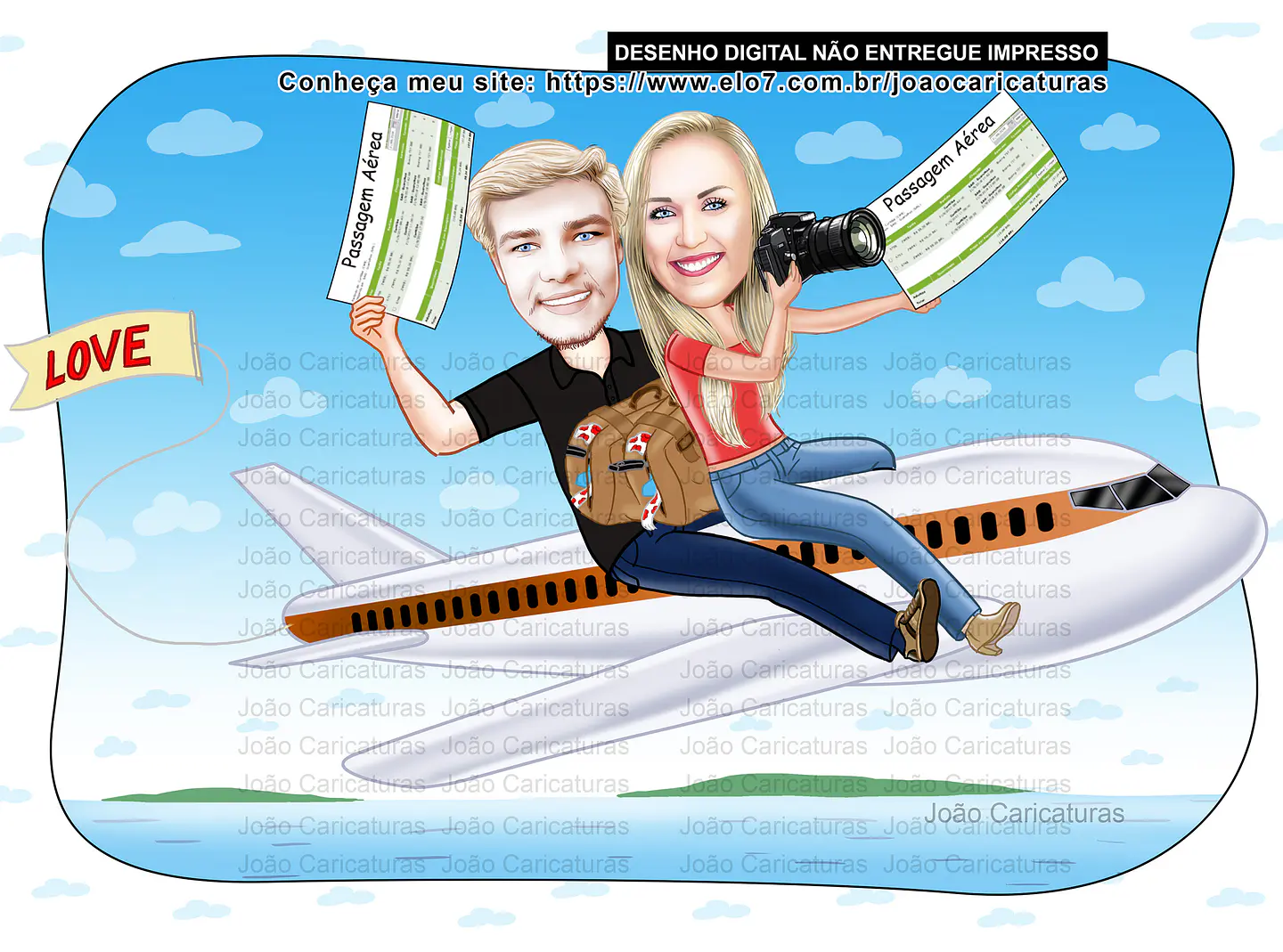 Caricatura Casal Lua de Mel – Desenho Personalizado 4