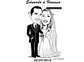 Caricatura casal  traço sem cor corel casamento, noivo, noiva, vetor, vetorial, 1 cor,  brindando, divertida, puxando pela corda, acorrentado, abraçado marido esposa - Thumbnail 4