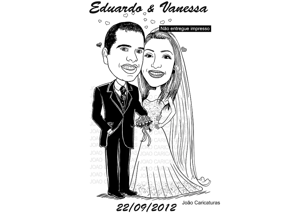 Caricatura casal  traço sem cor corel casamento, noivo, noiva, vetor, vetorial, 1 cor,  brindando, divertida, puxando pela corda, acorrentado, abraçado marido esposa 4