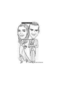 Caricatura casal  traço sem cor corel casamento, noivo, noiva, vetor, vetorial, 1 cor,  brindando, divertida, puxando pela corda, acorrentado, abraçado marido esposa