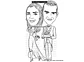 Caricatura casal  traço sem cor corel casamento, noivo, noiva, vetor, vetorial, 1 cor,  brindando, divertida, puxando pela corda, acorrentado, abraçado marido esposa - Thumbnail 5