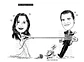 Caricatura casal  traço sem cor corel casamento, noivo, noiva, vetor, vetorial, 1 cor,  brindando, divertida, puxando pela corda, acorrentado, abraçado marido esposa - Thumbnail 7