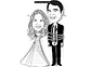 Caricatura casal  traço sem cor corel casamento, noivo, noiva, vetor, vetorial, 1 cor,  brindando, divertida, puxando pela corda, acorrentado, abraçado marido esposa - Thumbnail 10