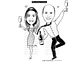 Caricatura casal  traço sem cor corel casamento, noivo, noiva, vetor, vetorial, 1 cor, correndo, noivo atrasado,noiva brava, igreja, altar, rolo macarrão, puxando gola,puxando corda,moto, brindando, - Thumbnail 2