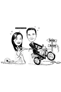 Caricatura casal  traço sem cor corel casamento, noivo, noiva, vetor, vetorial, 1 cor, correndo, noivo atrasado,noiva brava, igreja, altar, rolo macarrão, puxando gola,puxando corda,moto, brindando,
