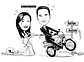 Caricatura casal  traço sem cor corel casamento, noivo, noiva, vetor, vetorial, 1 cor, correndo, noivo atrasado,noiva brava, igreja, altar, rolo macarrão, puxando gola,puxando corda,moto, brindando, - Thumbnail 3