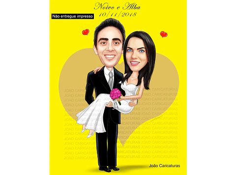 Caricaturas  casamento, casal embarcando,noivo sentado, avião, notebook, lua de mel, noiva laçada corda, moderna, puxando gravata, parecida, alterofilista, felizes, musculoso, noiva no colo confeitera