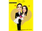 Caricaturas  casamento, casal embarcando,noivo sentado, avião, notebook, lua de mel, noiva laçada corda, moderna, puxando gravata, parecida, alterofilista, felizes, musculoso, noiva no colo confeitera - Thumbnail 1
