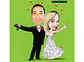 Caricaturas  casamento, casal dançando, bolero, noivos dançarinos, jogado game, joystik, controle remoto enfermeira dançarino - Thumbnail 1