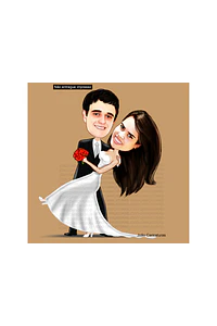 Caricaturas  casamento, casal dançando, bolero, noivos dançarinos, jogado game, joystik, controle remoto enfermeira dançarino