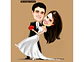 Caricaturas  casamento, casal dançando, bolero, noivos dançarinos, jogado game, joystik, controle remoto enfermeira dançarino - Thumbnail 2