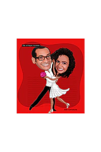 Caricaturas  casamento, casal dançando, bolero, noivos dançarinos, jogado game, joystik, controle remoto enfermeira dançarino