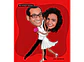 Caricaturas  casamento, casal dançando, bolero, noivos dançarinos, jogado game, joystik, controle remoto enfermeira dançarino - Thumbnail 3