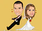 Caricaturas  casamento, casal embarcando,noivo sentado, avião, notebook, lua de mel, noiva laçada corda, moderna, puxando gravata, parecida, alterofilista, felizes, musculoso, noiva no colo confeitera - Thumbnail 3