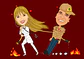 Caricaturas  casamento,  caricatura noiva abraçada com noivo bombeiro, puxando pela mangueira, noivo amarrado - Thumbnail 2
