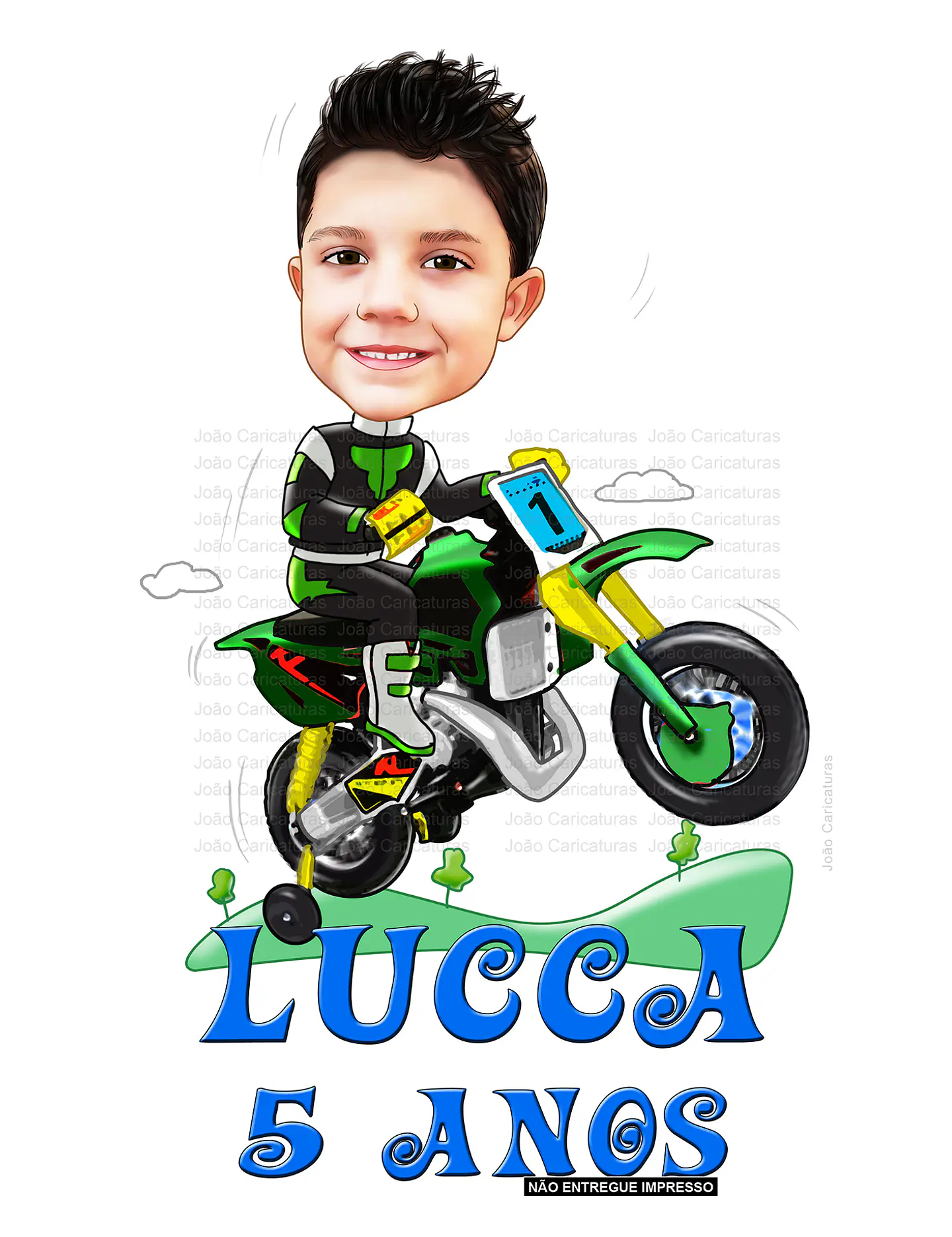Caricatura aniversário criança filho neto sobrinho  moto motoquinha bebê motoqueiro camisa time galinha bebê garoto filho menino pat animal estimação 3 4 5 6 7 8 9 10 anos 1