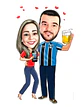 Caricatura digital de casal bodas namorados namoro abraçados aniversário camisa time grêmio celular cerveja chopp rosto normal Santos. gostosa internacional times sereia mulherão  - Thumbnail 4