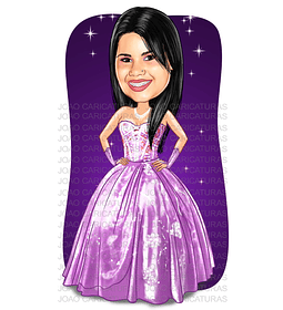 Caricatura de garota menina 15 anos festa debutante 